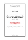 Luận văn Thạc sĩ Quản trị kinh doanh:  Nâng cao hiệu quả sử dụng vốn tại Công ty Cổ phần Nhiệt điện Quảng Ninh