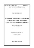 Tóm tắt Luận văn Thạc sĩ Quản lý công: Quản lý Nhà nước về đào tạo nghề cho lao động nông thôn tại huyện huyện Vĩnh Linh, tỉnh Quảng Trị
