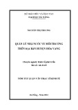 Tóm tắt luận văn Thạc sĩ Kinh tế: Quản lý nhà nước về môi trường tại huyện Hòa Vang - thành phố Đà Nẵng