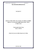 Tóm tắt Luận án Tiến sĩ Quản lý công: Quản lý nhà nước về an toàn, vệ sinh lao động trong các doanh nghiệp khai thác than ở Việt Nam