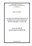 Luận án Tiến sĩ Kinh tế chính trị: Các nhân tố ảnh hưởng đến quản lý thuế đối với cá nhân kinh doanh thương mại điện tử tại Hà Nội