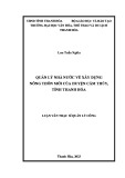 Luận văn Thạc sĩ Quản lý công: Quản lý nhà nước về xây dựng nông thôn mới của huyện Cẩm Thủy, tỉnh Thanh Hóa